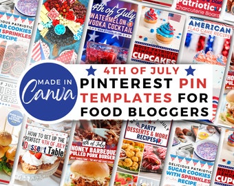 4th of July Food Bloggers Pinterest Templates | Canva Template | Food Blogger Pinterest Pins | Food Blogger | Customizable Pin Templates