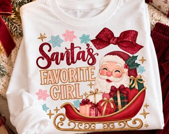 Santa's Favorite Girl Shirt PNG, Santa's Favorite Shirt PNG, Kids Baby Christmas Shirt Sublimation Design, Digital Download