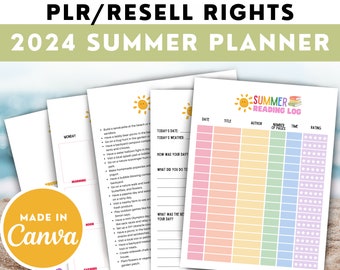 編集可能な PLR 2024 サマー プランナー | サマー カレンダー | サマー チェックリスト | サマー 家事表 | サマー プランナー | 商用利用