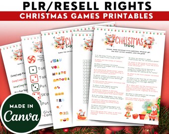 Editable PLR Printable Christmas Games Bundle | Christmas Party Games | Christmas Puzzles | Holiday Games | Commercial Use