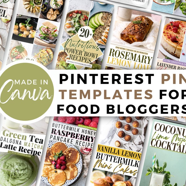 Food Blogger Pinterest Pin Templates | Canva Pinterest Templates | Editable Pinterest Pin Templates | Pins For Food Blog | Food Pins