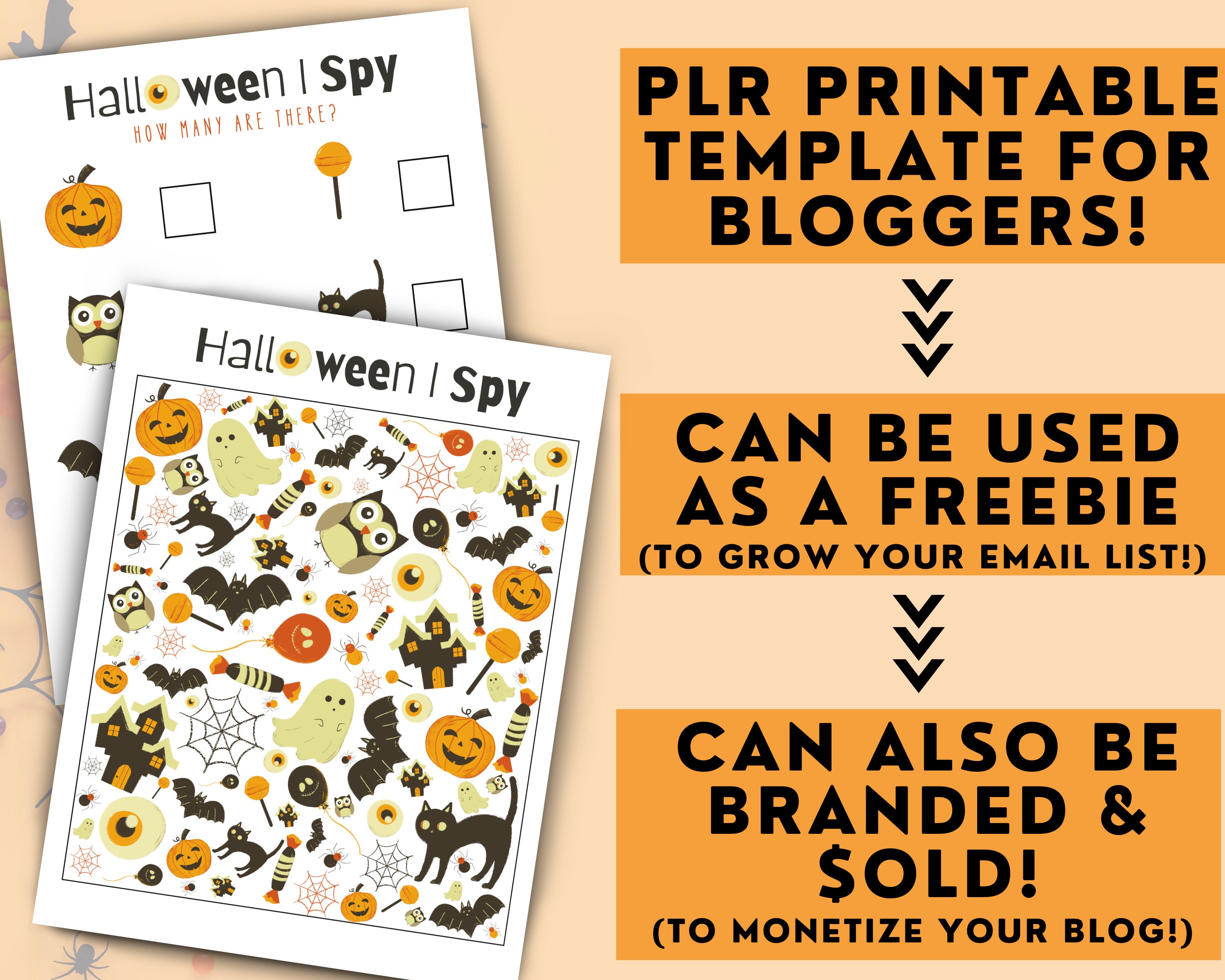 PLR Halloween I Spy Printable Template PLR Printable Template for