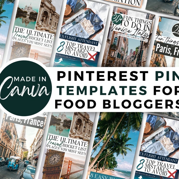 Travel Pinterest Templates | Canva Template | Travel Blogger Pinterest Pins | Travel Blogger Pinterest Templates| Customizable Pin Templates