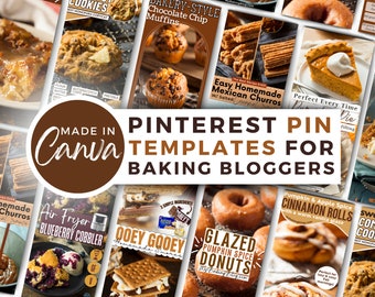 Food Bloggers Pinterest Templates | Canva Template | Food Blogger Pinterest Pins | Baking Blogger | Customizable Pin Templates