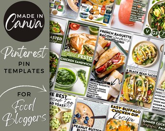 Food Blogger Pinterest Pin Templates | Canva Pinterest Templates | Editable Pinterest Pin Templates | Pins For Food Blog | Food Pins