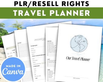編集可能な PLR 旅行プランナー テンプレート | 旅行日程テンプレート | 旅行日記 | 旅行プランナー | パッキング リスト | 商用利用