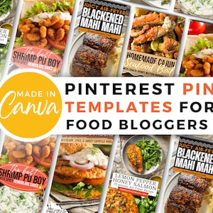 Food Blooger Pinterest Pin Templates | Canva Pinterest Templates | Editable Pinterest Pin Templates | Recipe Pins For Food Blog | Food Pins