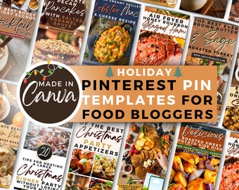 Food Bloggers Holiday Pinterest Templates | Canva Template | Food Blogger Pinterest Pins | Christmas Pinterest Pins | Customizable Templates