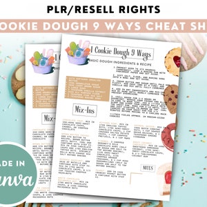 Editable PLR 1 Dough 9 Cookies Sheet Cheat Template | Food Blogger ...