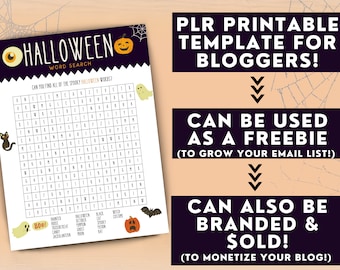 PLR ハロウィーン ワードサーチ ゲーム 印刷可能テンプレート | ブロガー ハロウィーン 印刷可能テンプレート | かわいい楽しいハロウィーン キッズ ゲーム 印刷可能テンプレート