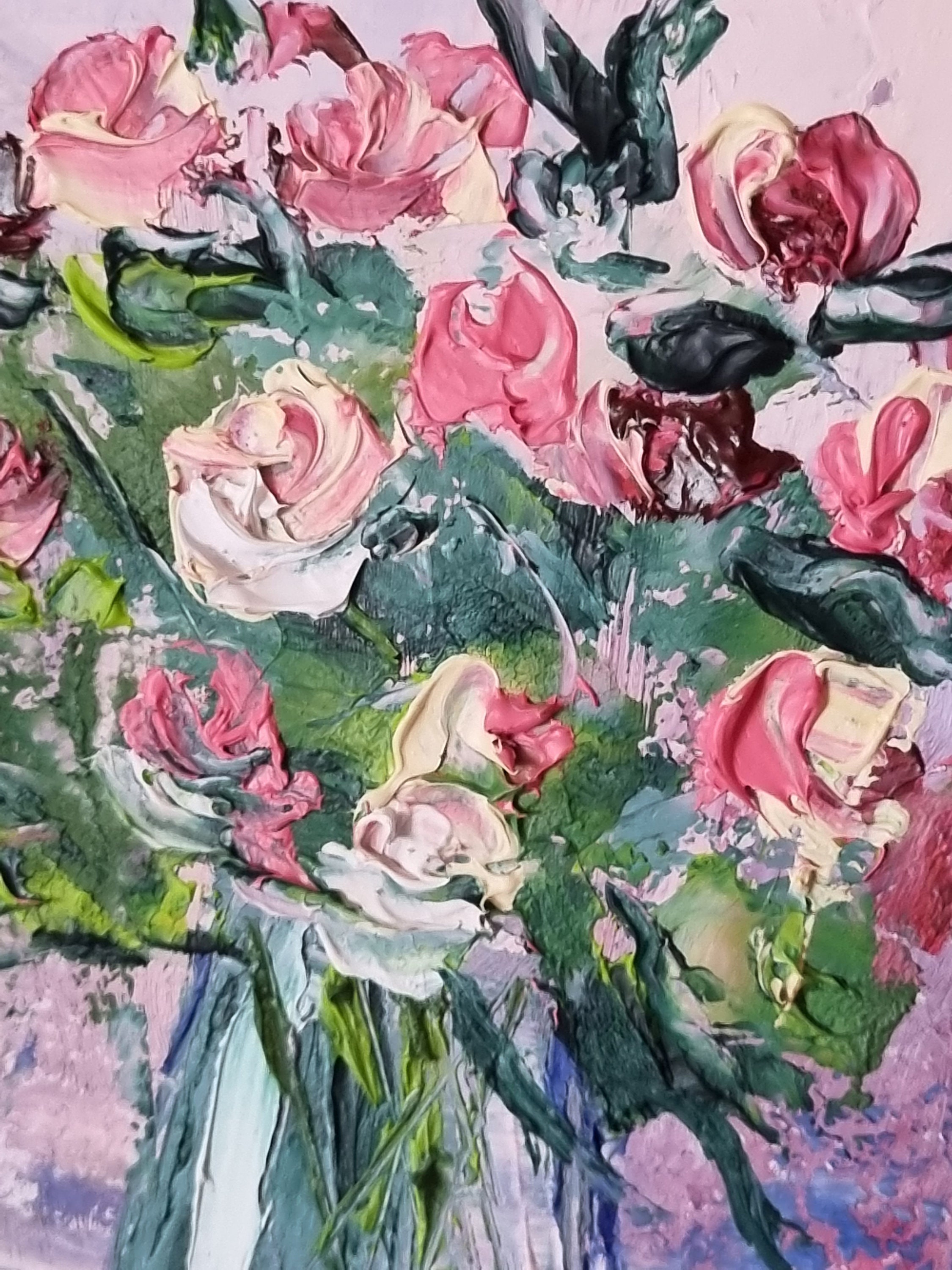 Roses Painting Original Artwork Flower Painting Pink Roses Etsy UK