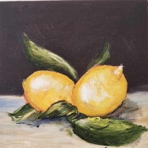 Lemons painting Fruit painting Kitchen art Oil painting Original gift 10 x 10 in