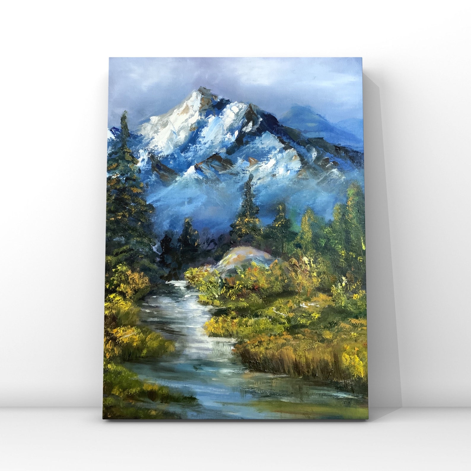 Mountain Painting Rocky Mountains Artwork Landscape Oil Etsy