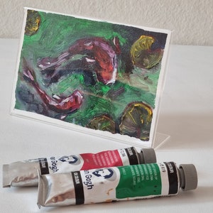 Pond painting Chinese Japanese koi fish red carp Original artwork