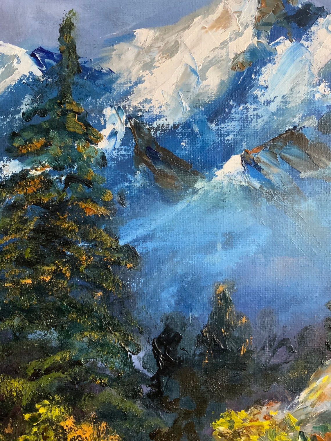 Mountain Painting Rocky Mountains Artwork Landscape Oil Etsy