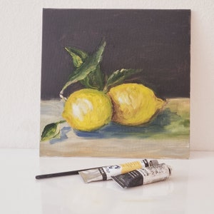 Lemons painting Fruit painting Kitchen art Oil painting Original gift 10 x 10 in