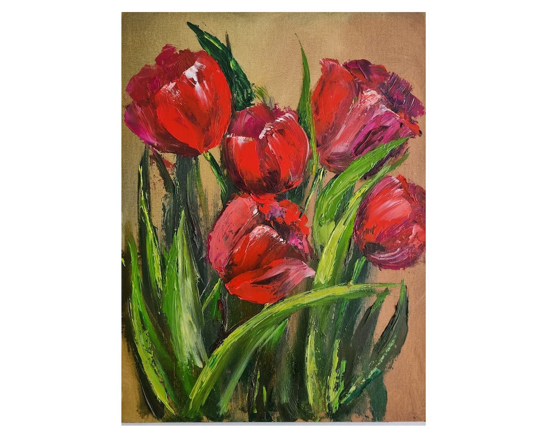 Tulip Oil Painting Original Impasto Artwork Flower Painting ...