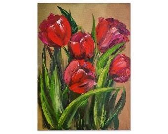 Tulip oil painting Original impasto artwork Flower painting Impressionist art Gift