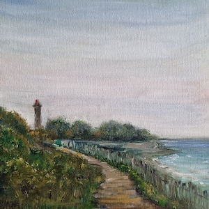 Lighthouse painting Original artwork Lighthouse wall art Seascape painting Pemaquid point lighthouse