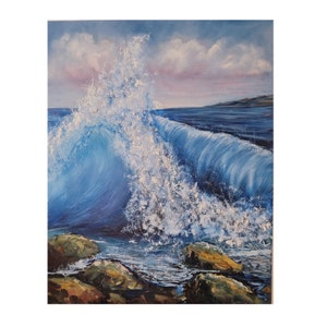 Meer Malerei Original Kunstwerk Meer Landschaft Gemälde Sturm Sturm auf Leinwand Kunst