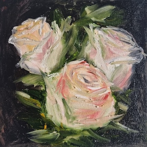 Rose painting Original art Flower painting Small oil painting Gift 8 x 8in