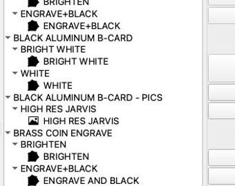 Lightburn Material Library for a 20W Fiber Laser with a 110 Lens
