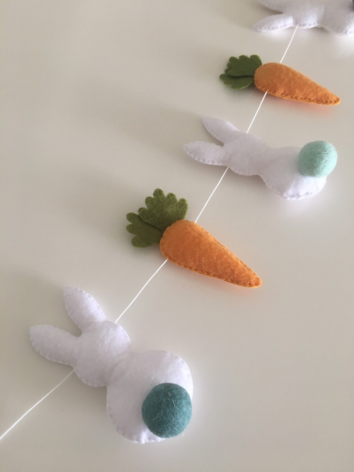 Easter Garland, Felt Bunny and Carrot Easter Garland, Bunny Garland ...