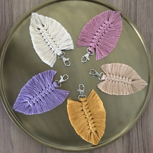 Makramee Blatt - Feder Schlüsselanhänger Accessoire | Taschen charm