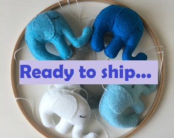 Elephant Baby Mobile, Felt Nursery Decor, Handmade Crib Mobile