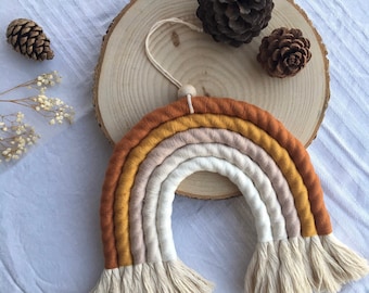 Macrame Rainbow Wall Hanging, Boho Nursery Decor