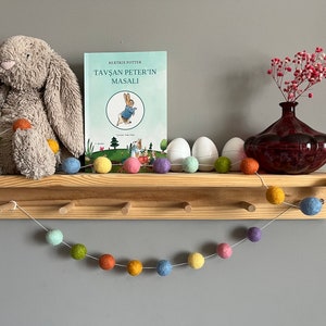 Easter Felt Ball Garland, Spring Theme Felt Balls, Easter Mantel Decor