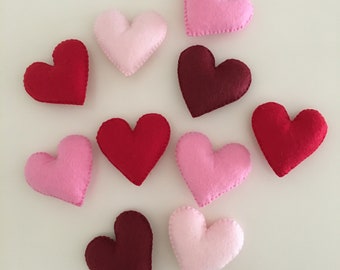 Handmade Felt Heart Ornaments, Valentine's Day Decor