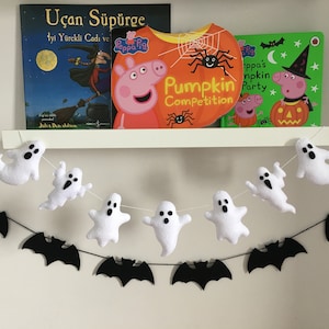 Striscione di pipistrello in feltro, decorazione da parete a forma di pipistrello, striscione di Halloween, ghirlanda di pipistrelli, ghirlanda di Halloween