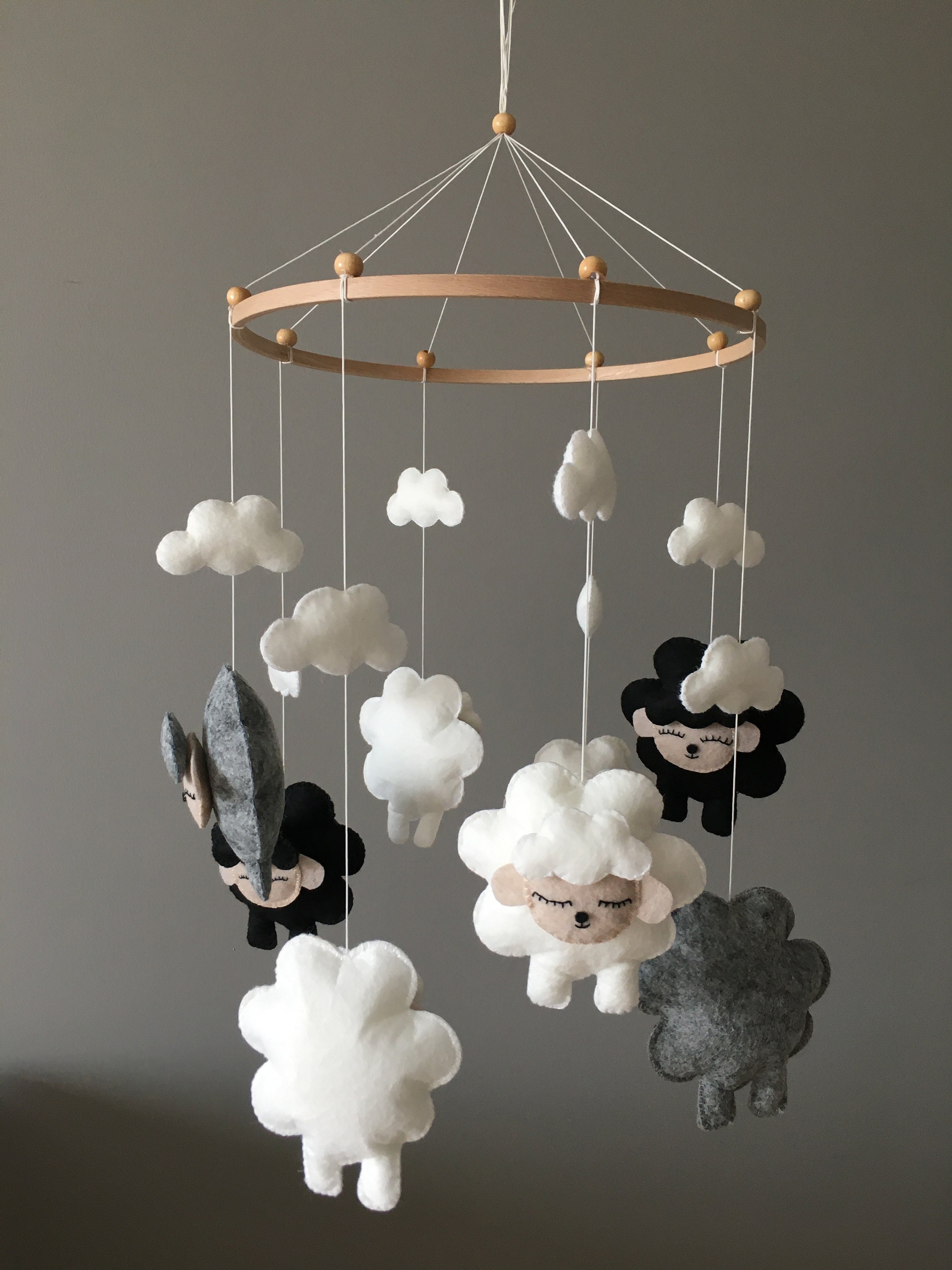 Sleepy Sheep Baby Mobile Sheep Nursery Mobile Felt Baby - Etsy