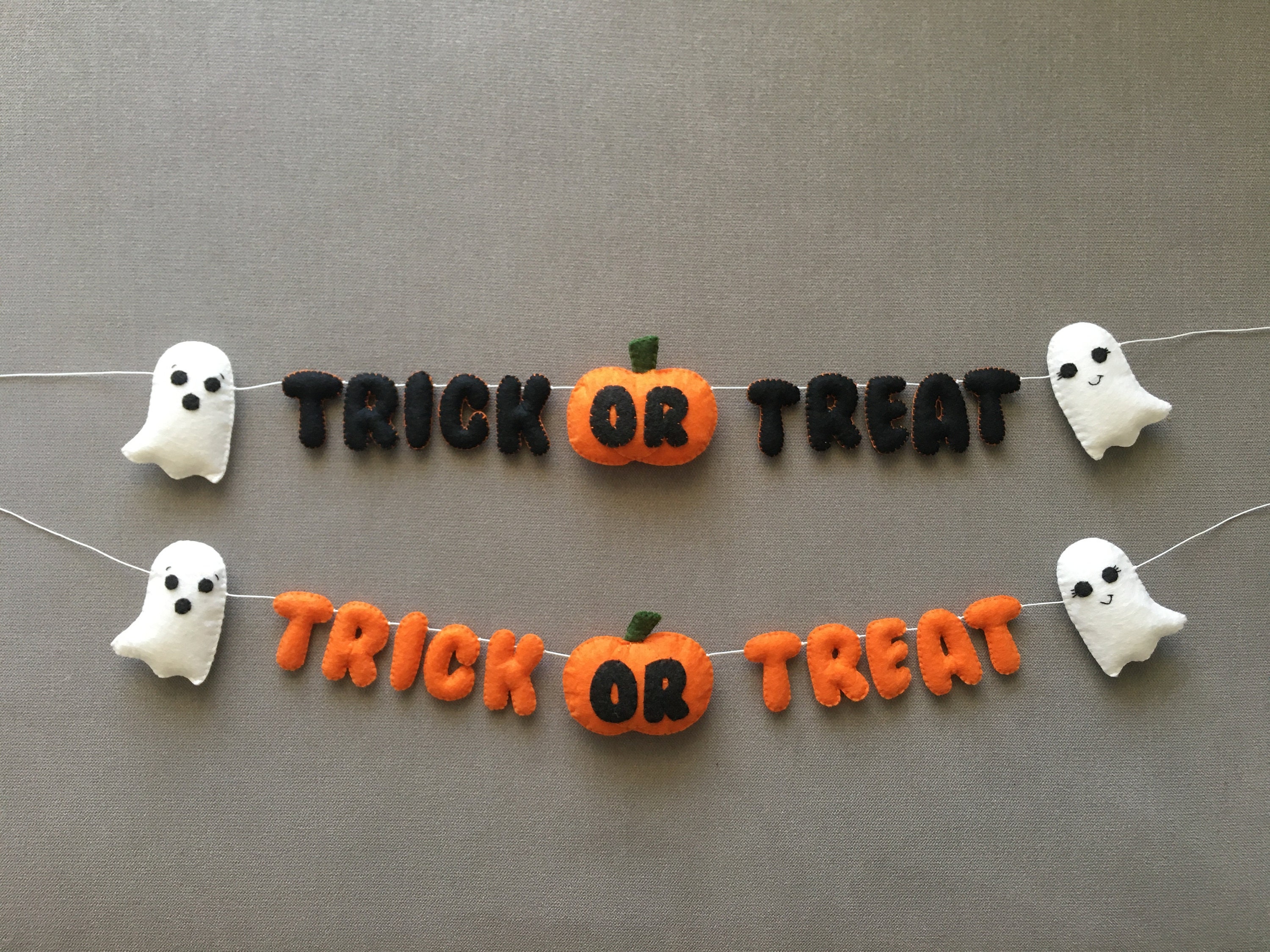 Trick or Treat Halloween Garland, Boo Little Ghost, Halloween Decoration, Felt Ghost Garland, Trick or Treat, Pumpkin Garland