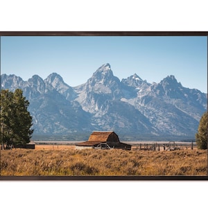 Die Grand Tetons - - Wandkunst, Digitaldruck, druckbare Kunst, DIY druckbare, Poster, Wyoming, Grand Teton Nationalpark, Bauernhof, Scheune, Reisen
