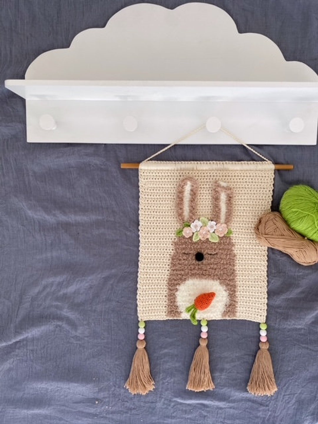 Wall Picture Rabbit in Boho Style Wall Hanging Wall Decoration Children ...