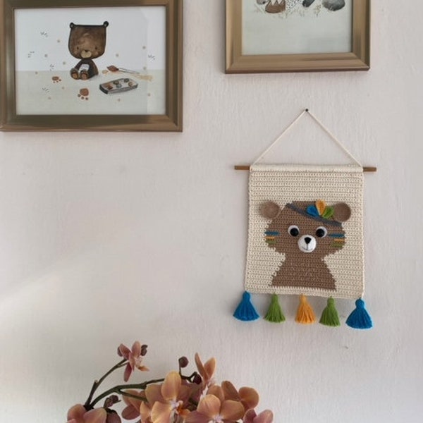 Wandbild Indianer-Bär Wandbehang Wanddekoration Kinder-/Babyzimmer