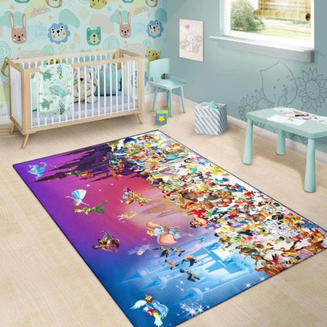 Disney Characters Area Rug Disney Rug Disney Clollection Etsy