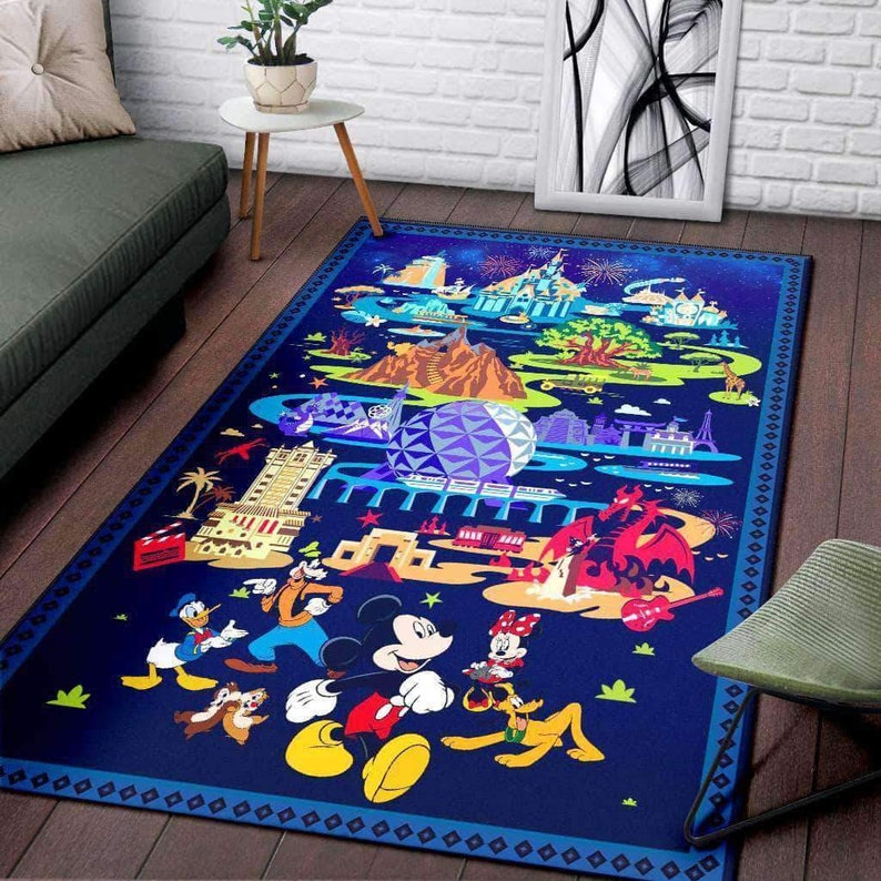 Housewarming Gift Disney Happy World Rug Disney Carpet Disney Rug Disney Lover Gift Floor Decor Mickey Mouse Rug Mickey Lover Gift