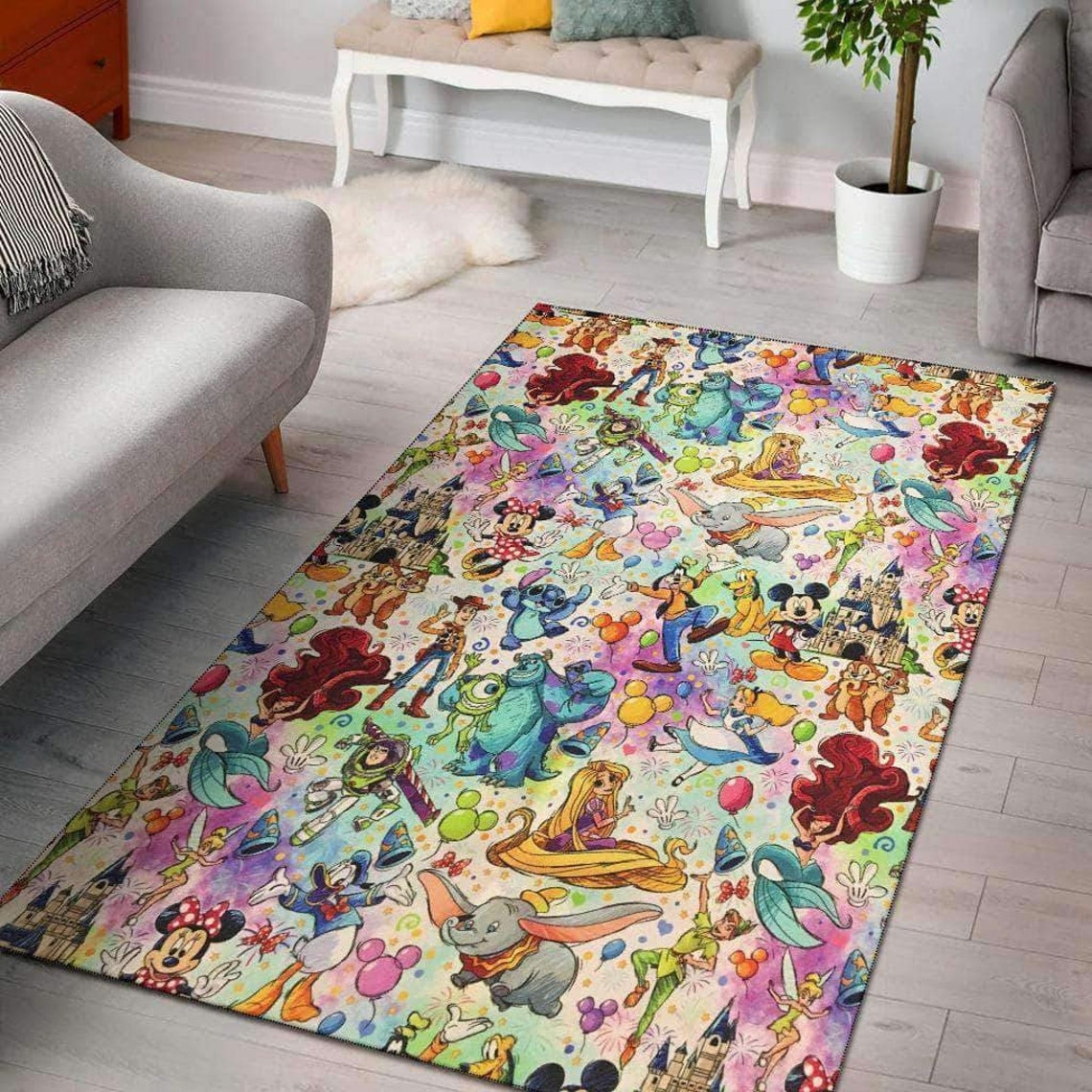 Disney Rug Disney Pattern Area Rug Disney Clollection Etsy
