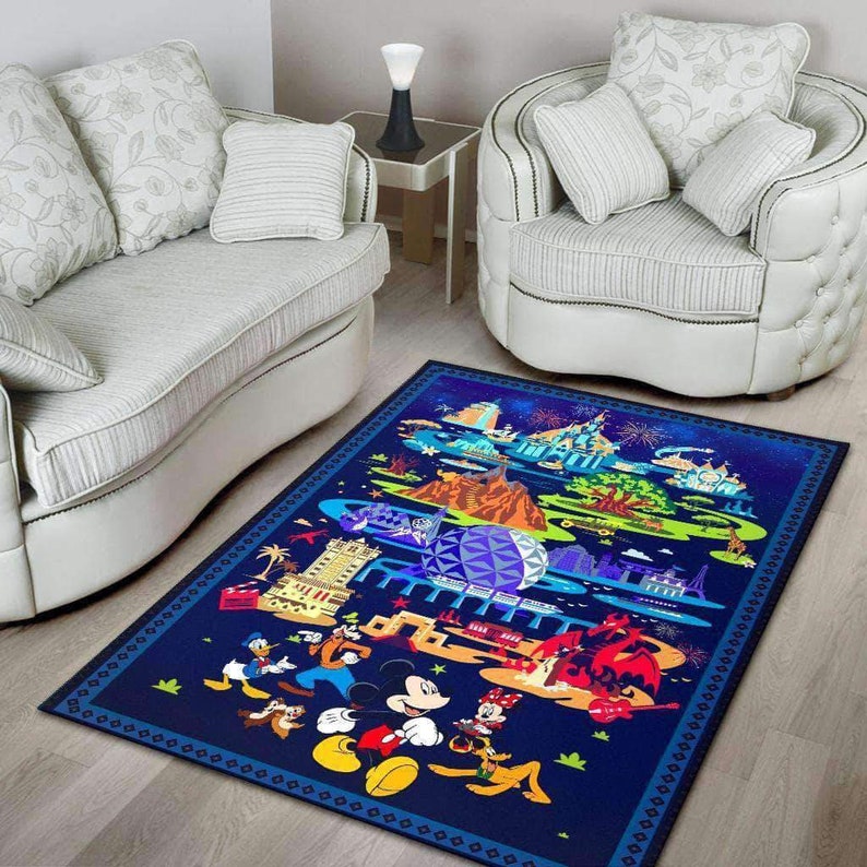 Housewarming Gift Disney Happy World Rug Disney Carpet Disney Rug Disney Lover Gift Floor Decor Mickey Mouse Rug Mickey Lover Gift