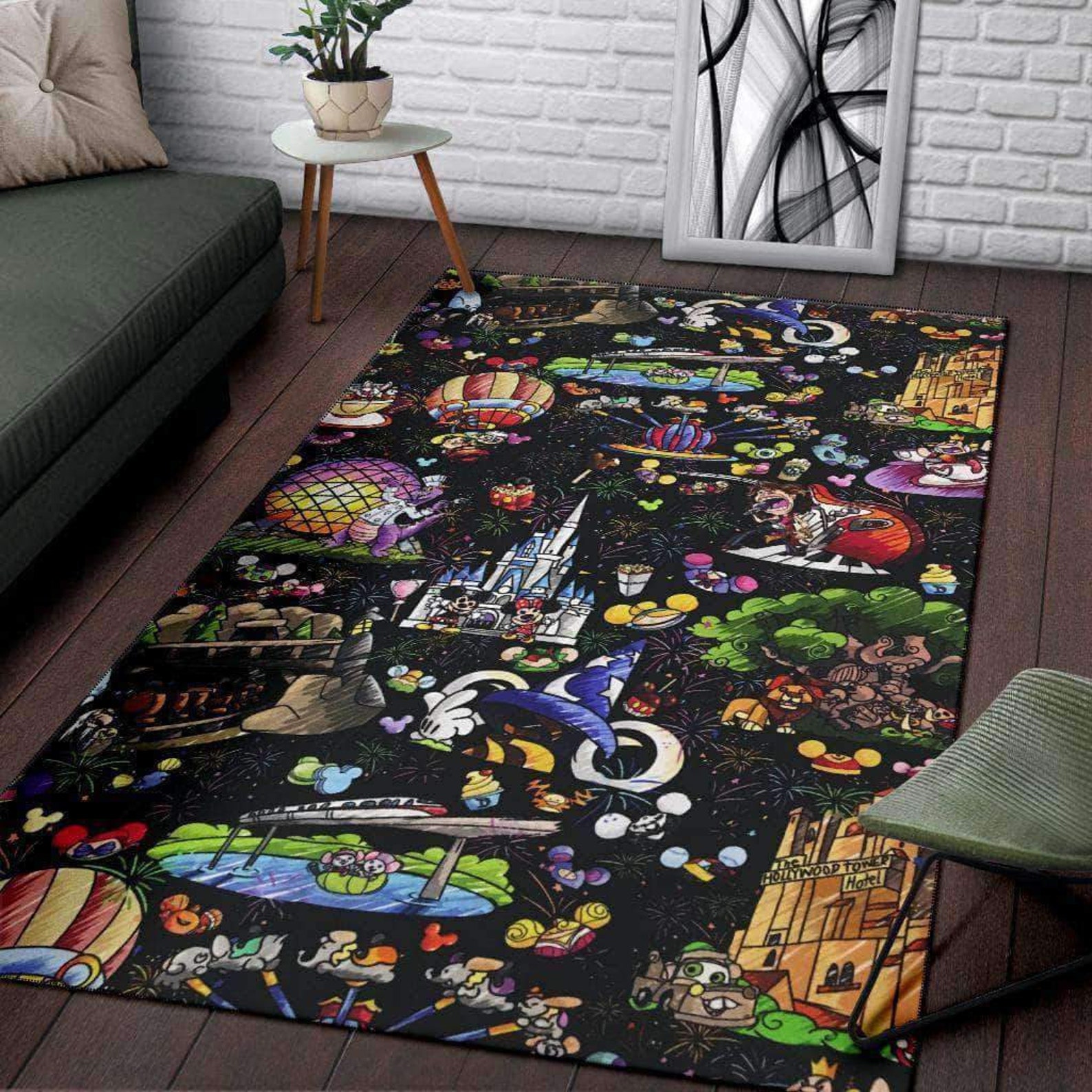 Disney Pattern Area Rug Disney Rug Disney Carpet Disney Etsy