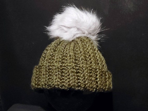Dark Olive Pom Pom Hat | Etsy Israel