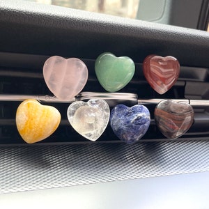 Mother’s Day Heart Agate Crystal Car vent clips 2.5MM Love Car Freshener with Vent Clip Car Accessories Personalized Gift for Dad