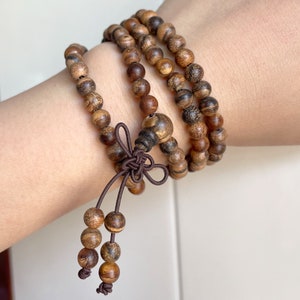8MM Qinan Sandalwood Mala Beads Fragrant Natural Wood Round Beads 108 Prayer Beads Handmade Jewelry Personalized Gifts