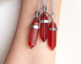 Carnelian Jewelry Crystal Necklace Red 