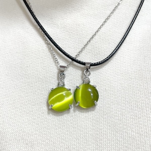 Collar de peridoto con piedra natal de agosto, plata, diseño redondo simple y clásico, joyería hecha a mano, regalo personalizado para mamá