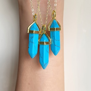 Blue Turquoise Necklace Gift for Women Gemstone Necklace Girlfriend gift Stone Pendant Turquoise Handmade Jewelry