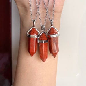 Red Jasper Necklace Chakra Healing and Balancing Energy Crystal Points jewelry Gifts for Her  mothers day gift